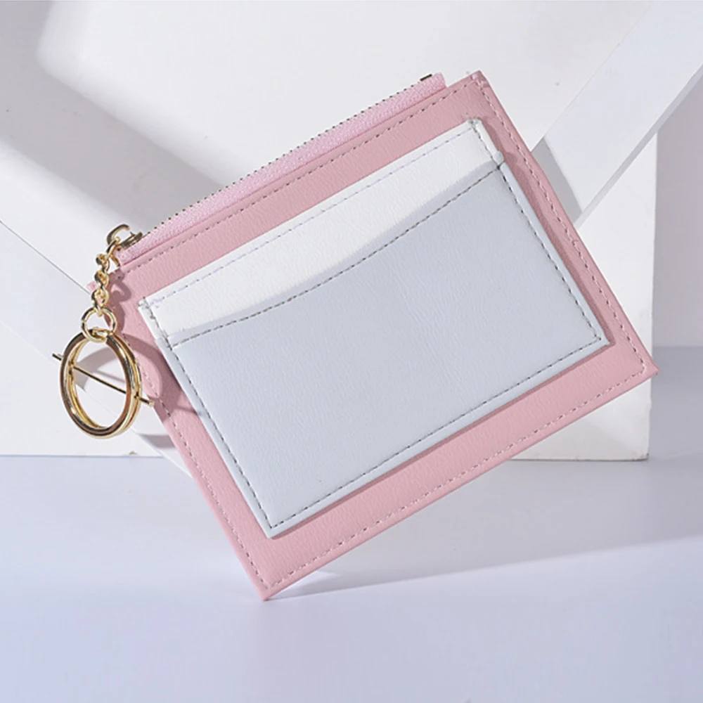 

S.IKRR Slim Women Small Wallet and Purse Girls Short Leather Credit Card Holders Zipper Wallets Ladies Coin Purses Patchwork Bag