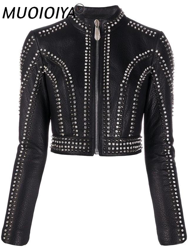 

Женская куртка из натуральной кожи роскошные дизайнерские из натуральной овечьей кожи короткая куртка в байкерском стиле; Ботинки черного ...