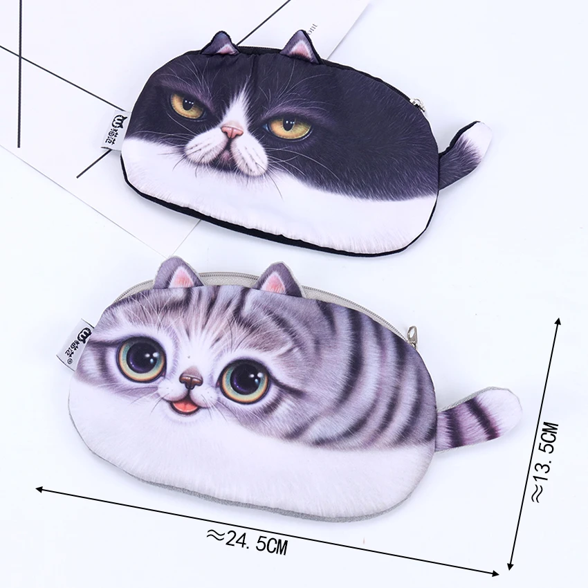 1 шт. Милая многофункциональная 3D Сумка-карандаш для кошек плюшевый пенал с мультяшным рисунком Детский кошелек канцелярский подарок, школьные принадлежности