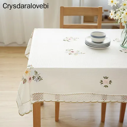 Европейская скатерть с цветами белая кружевная хлопковая льняная Пылезащитная