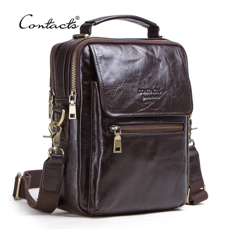 contacts new genuine leather messenger bag for men casual shoulder bags male flap bag luxury brand crossbody bags for 9 7 ipad free global shipping