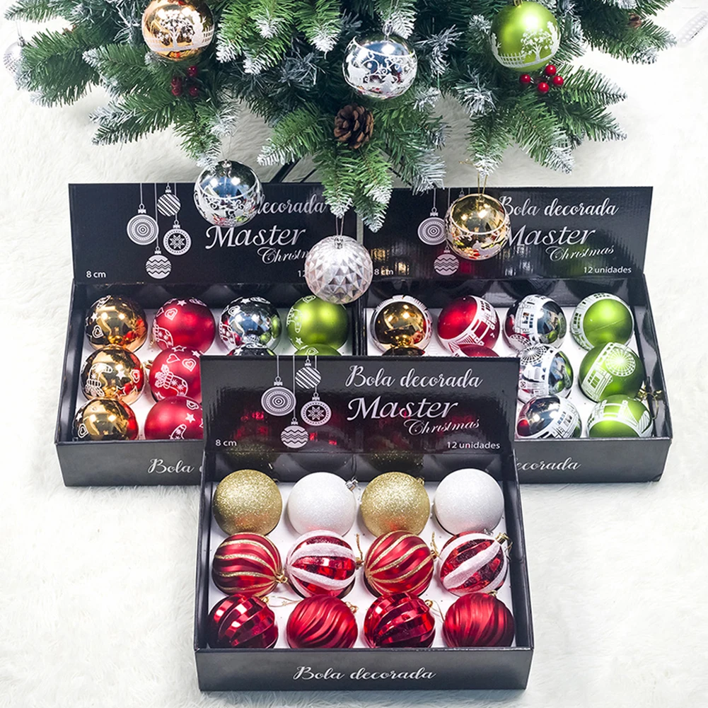 

12 шт. 8 см Разноцветные Рождественские шары, украшения для рождественской елки, шары, рождественские украшения, подвесные Подвески для елки, ...