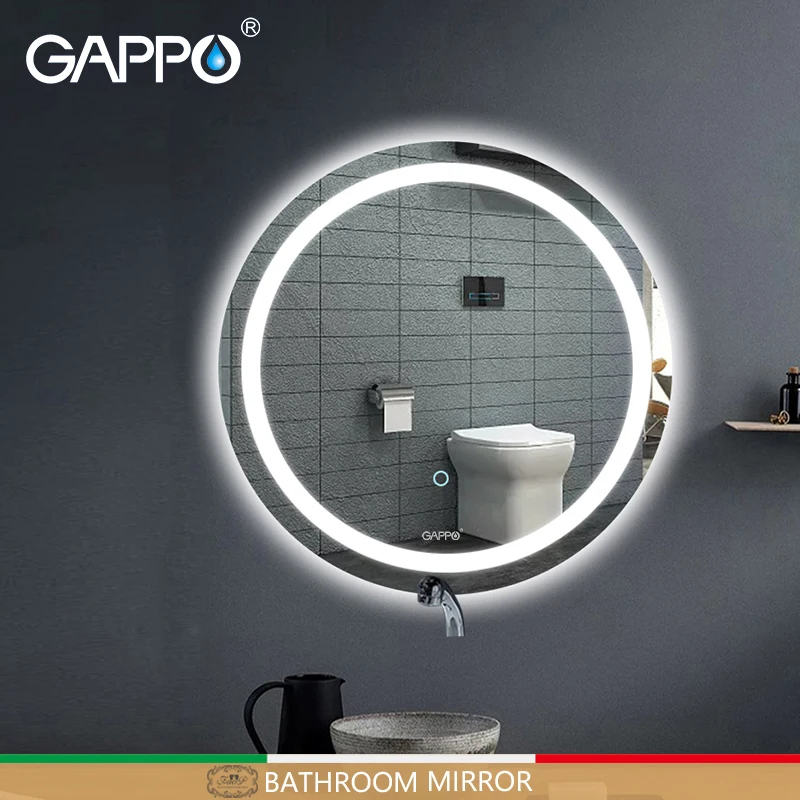 Gappo зеркала для ванной комнаты Круглый Led косметическое зеркало сенсорный выключатель светильник регулируемое настенное зеркало для макияжа Высокое разрешение серебро