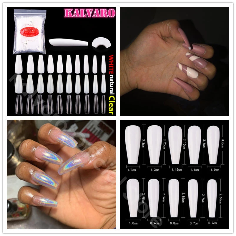 600/500 шт. Балерина капсула Ongle прозрачный/натуральный/белый ложный гроб острый искусственный плоский форма полное покрытие поддельный лак для ногтей наконечник типсы