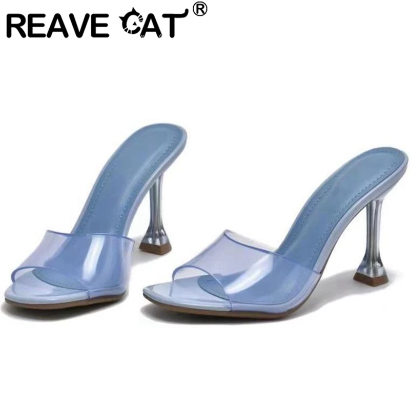 

Женские босоножки без шнуровки REAVE CAT, элегантные однотонные сандалии с открытым носком и каблуком-катушкой, цвет фиолетовый/розовый/зелены...