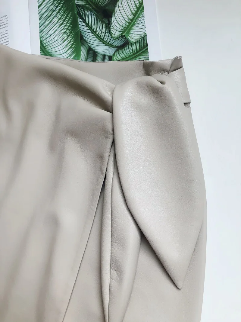 

Women Skirt 2021 Fall Winter Rabbit Ear Bow Tie Wrap Long Skirt