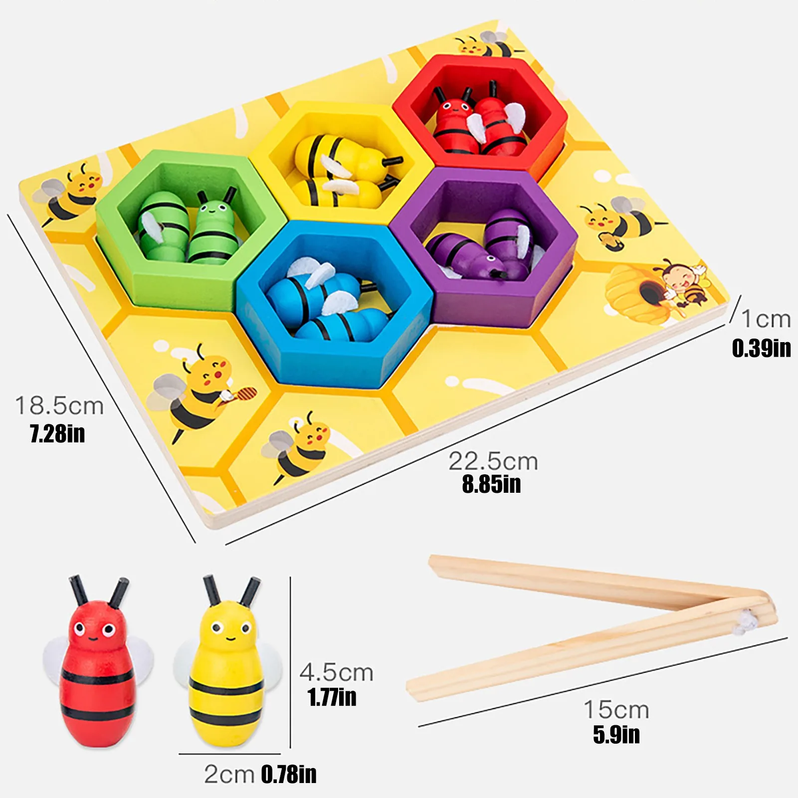 

Wooden Beehive Board Clipping Bee Color Cognition Game Interactive Kids Toy Suitable For Early Childhood Education Xmas Gifts