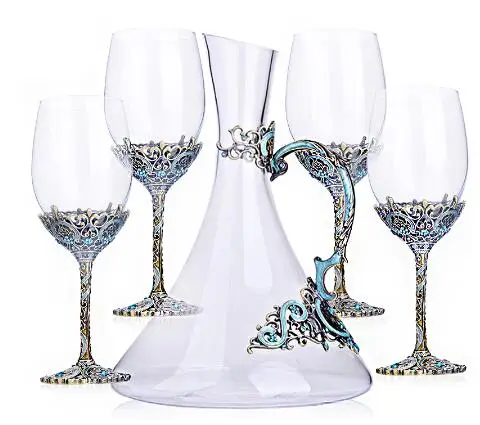 y Вино Стекло набор изысканная, с эмалью Кубок Стекло Wineware протрезветь Winehold шкаф для чашек украшения с подарочной коробкой 350 мл - Цвет: y
