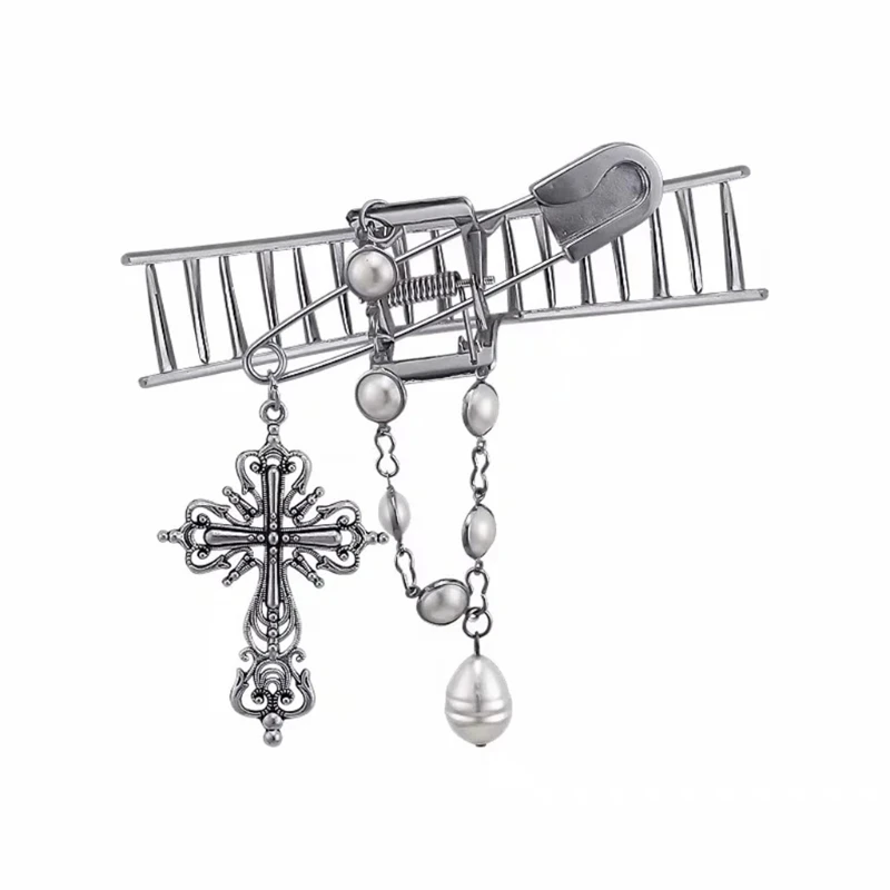 

Металлическая Заколка-краб для волос, новинка, большая Заколка-краб с жемчужной цепочкой, нескользящая заколка для волос, украшение для кон...