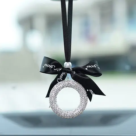 

Disney Car Rearview Mirror Pendant Car Interior Decoration Full of Diamond Bow Pendant Decoration