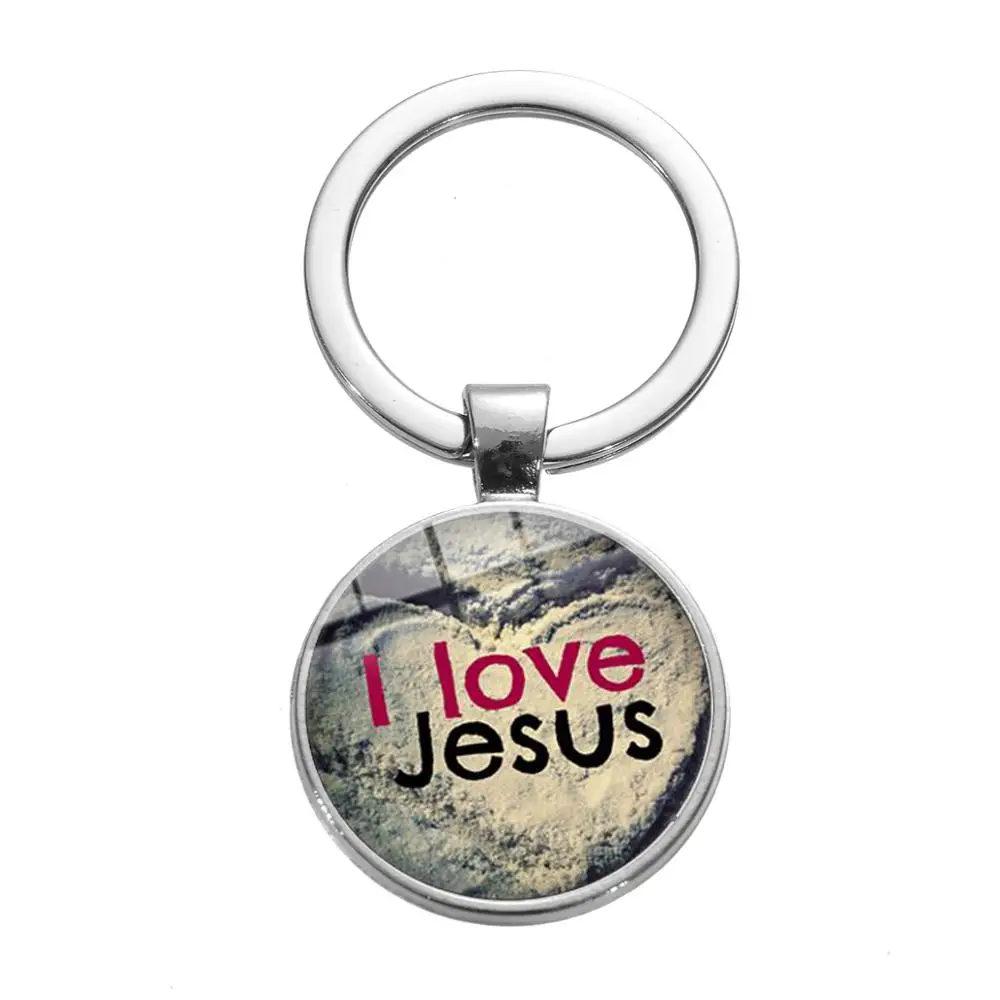 SONGDA рыба с крестом знак Иисуса Брелок-Шарм религиозный Ichthus I Love Jesus Cross Peace glass Photo Dome сувенир-брелок для ключей - Цвет: Style 20