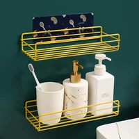 2pcs bathroom wrought iron storage rack shelf fixtures free punching kitchen toilet wall corner hanging basket adhesive