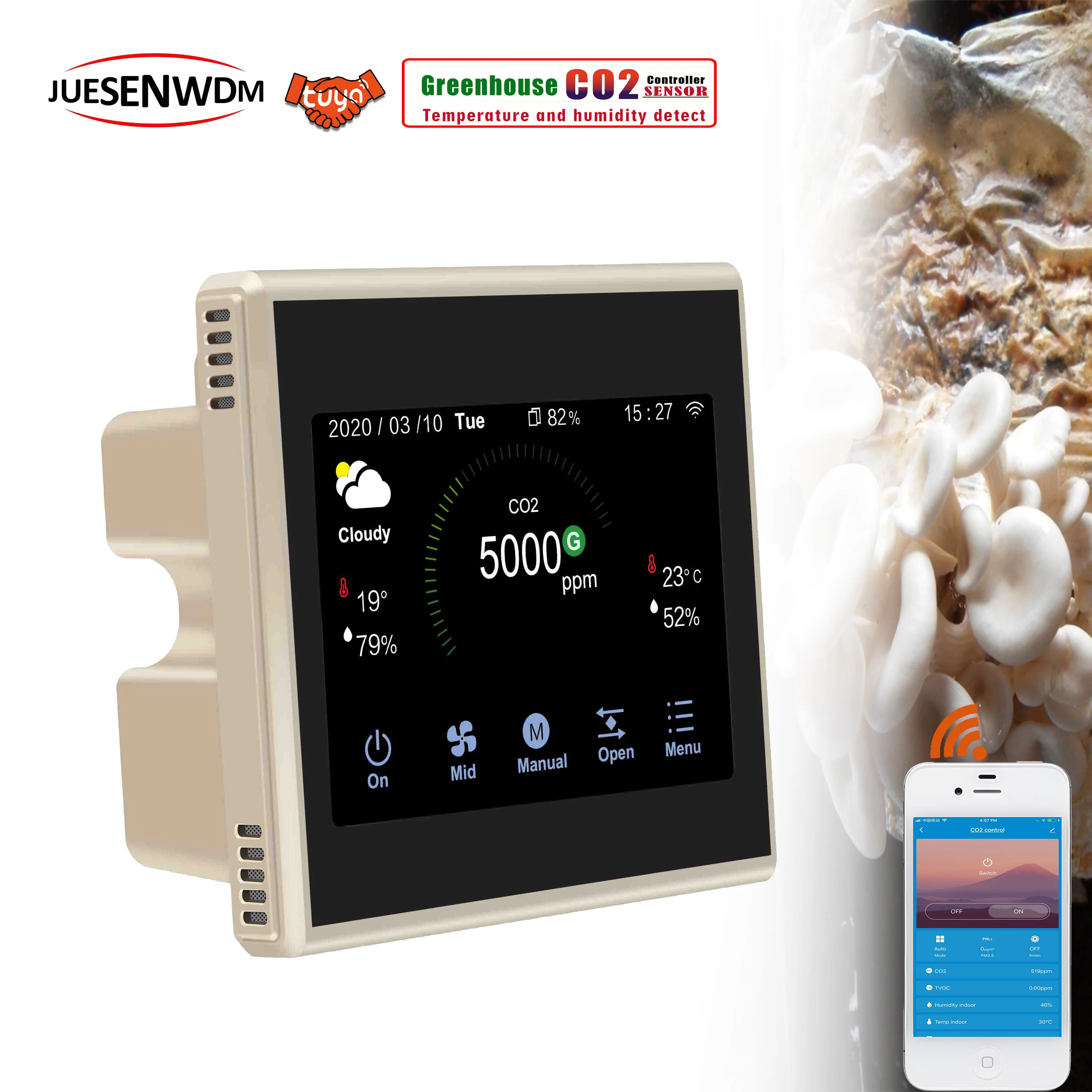 Контроллер CO2 Wi Fi TUYA RS485 и MODBUS для выращивания диоксида углерода в теплицах