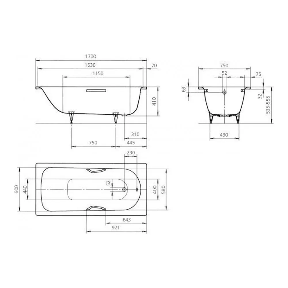 Steel Bath Kaldewei Saniform Plus Star 336 170x75 cm with Handle Holes 133600010001 For bathroom Bathtubs Whirlpools Fixture Home Improvement |
