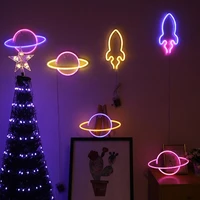 hot sell neon sign usb led decoration planet rocket lamp colorful bedside night light xmas wedding party decor light home decor