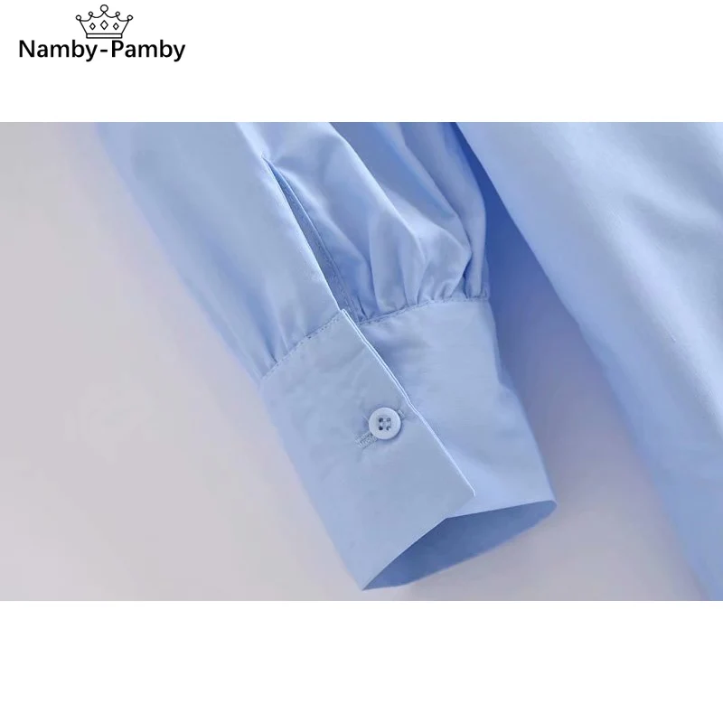 

REUL Women 2021Za Summer Fashion Pure Color Loose Long Blouses Vintage Office Long Sleeve Pleated Female Shirts Blusas Chic Tops