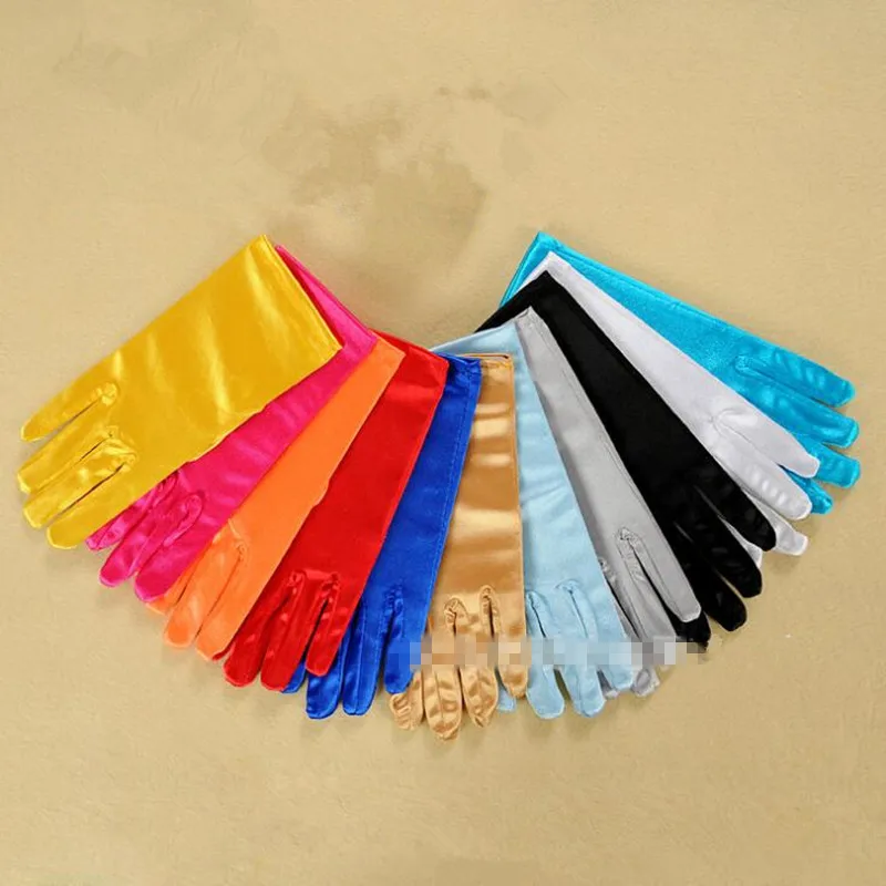 Стрейч Красочные перчатки с открытыми пальцами для женщин и девушек платье