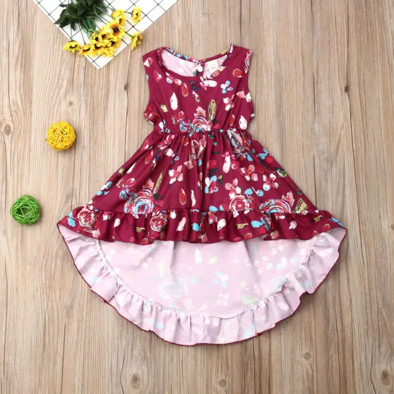 1Pcs Princess Kids Girls Tail Dress Summer Baby Girl Sleeveless Floral Party Toddler Flower Mermaid 6 Months-4 Years | Детская одежда и