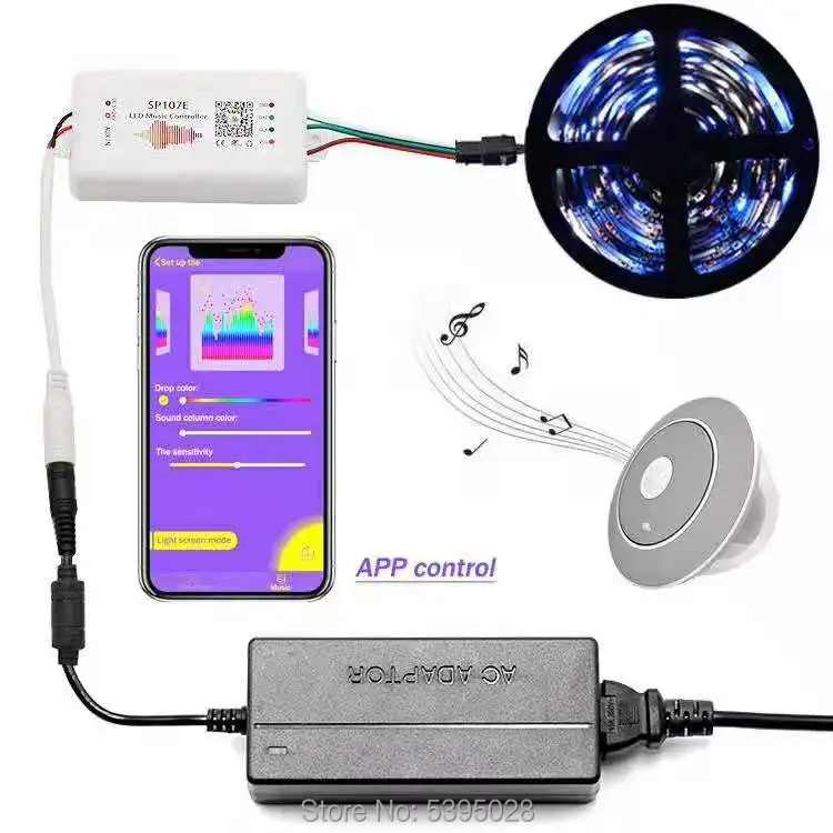 Bluetooth музыкальный RGB контроллер SP107E обычно используется в WS2812BWS2811SK6812 DMX512 светодиодные полосы Пиксельная лампа RGB/RGBW DC5V-24V