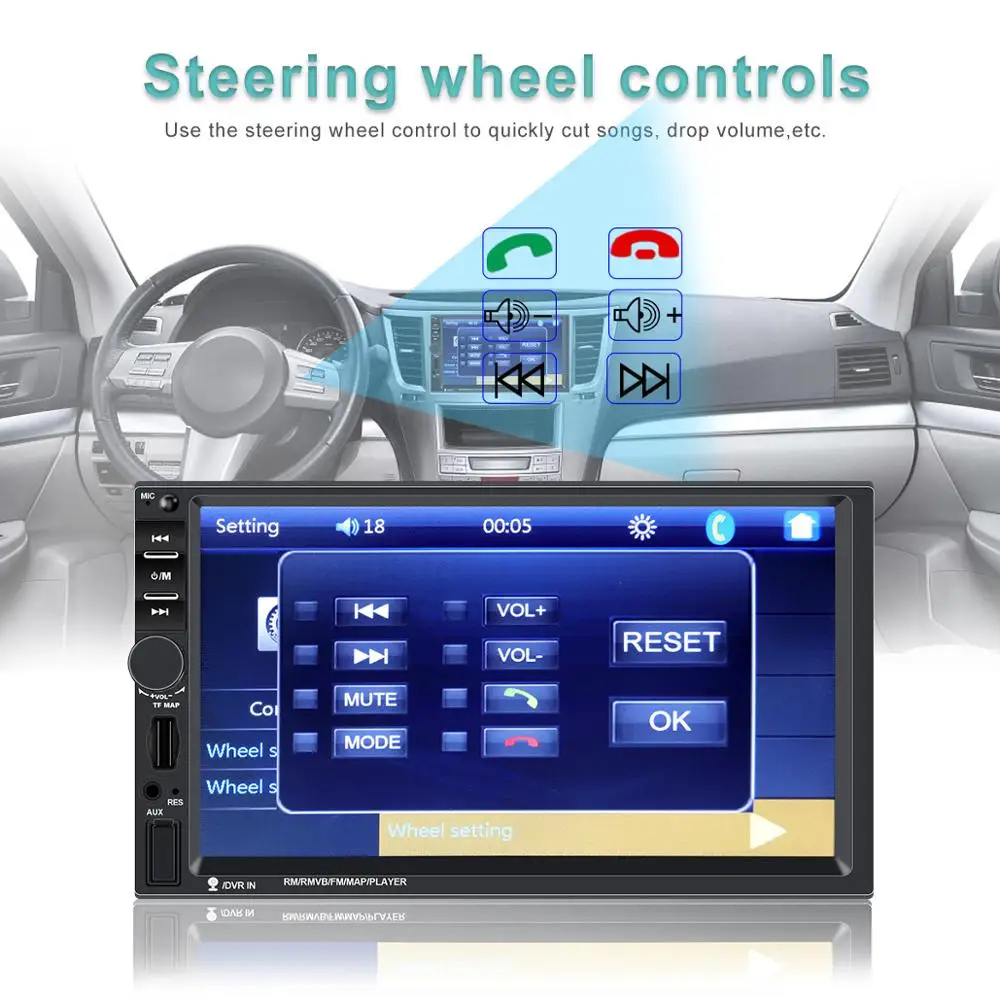 General 2 DIN Авторадио Bluetooth Автомагнитола стерео MP5 плеер Авто Multimidia gps навигация USB SD