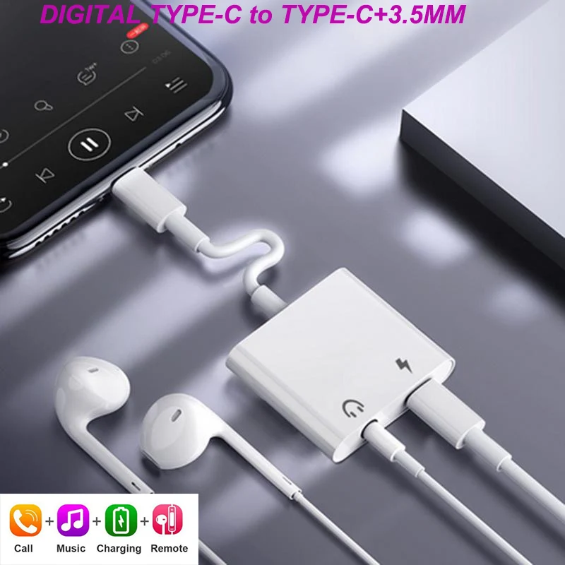 Зарядный адаптер USB Type C для Xiaomi Huawei Samsung разъем 3 5 мм Aux наушников двойной