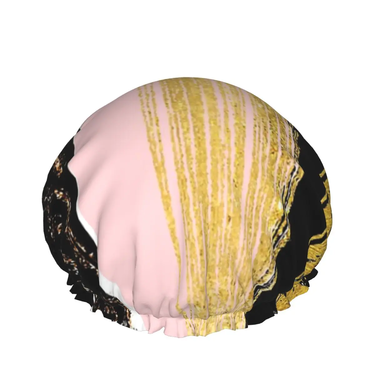

Copper Black And Gold Brush Stroke Double waterproof shower caps Customized shower cap hair care drying accessories for women