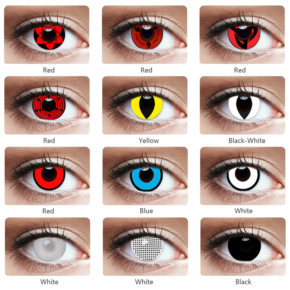 Цветные контактные линзы для Хэллоуина Аниме Косплей сасуке Шаринган ученик
