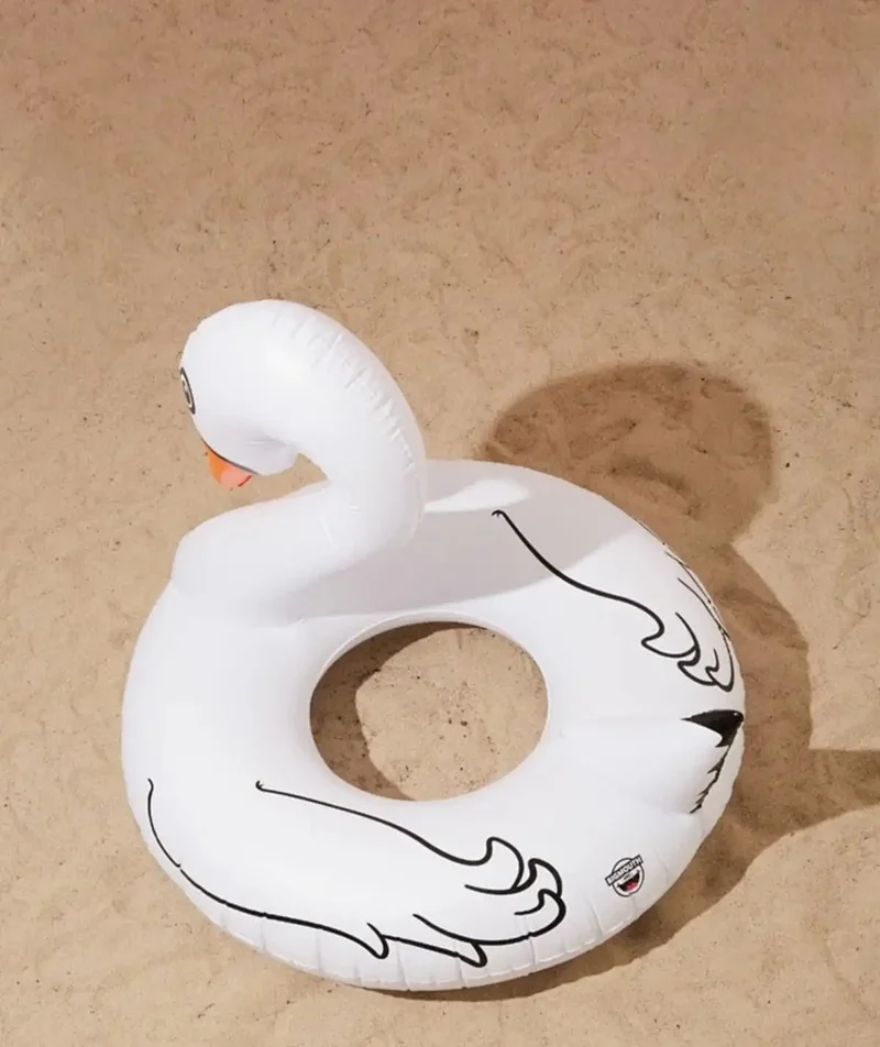 Надувное черно белое Лебединое Кольцо гигантское кресло для бассейна плавающее