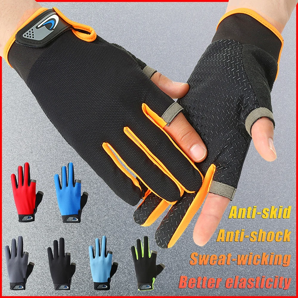 

Cycling Gloves Anti-Slip 2 Fingers Fishing Hunting Cut Unisex Elastic Breathable Biking Portable Dustproof Sports Waterproof
