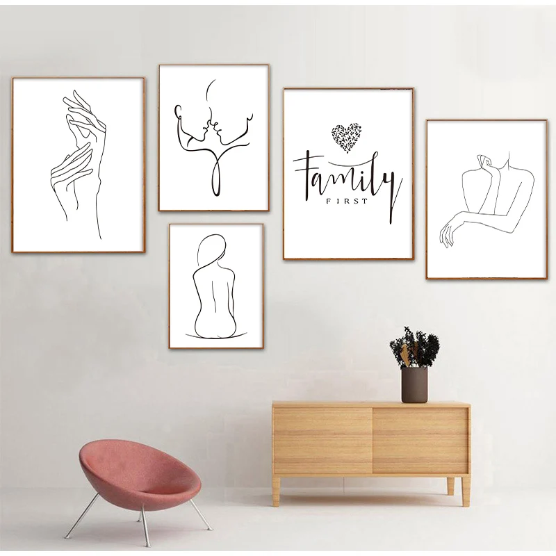 Нордический стиль простой сексуальный женский тело Обнаженная линия рисунок