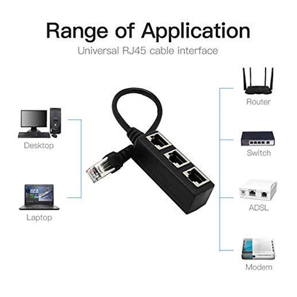 Разветвитель RJ45 3 в 1 Сетевой удлинитель Ethernet для локальной сети коннектор