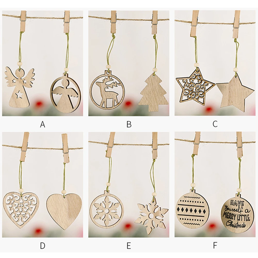12 шт./кор. рождественские деревянные подвески Xmas Tree Висячие украшения DIY Изделия