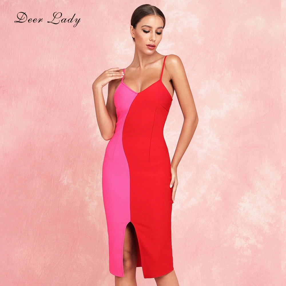 Женское облегающее платье с оленем розовое и Красное Облегающее Платье