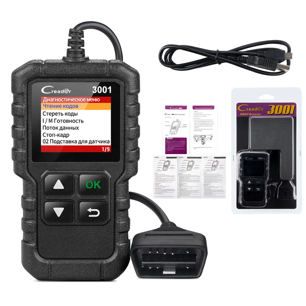 

LAUNCH X431 Creader CR3001 OBD2 Сканер Автомобильный Диагностический Инструмент Двигателя OBDII Считыватель Кодов С Бесплатны...