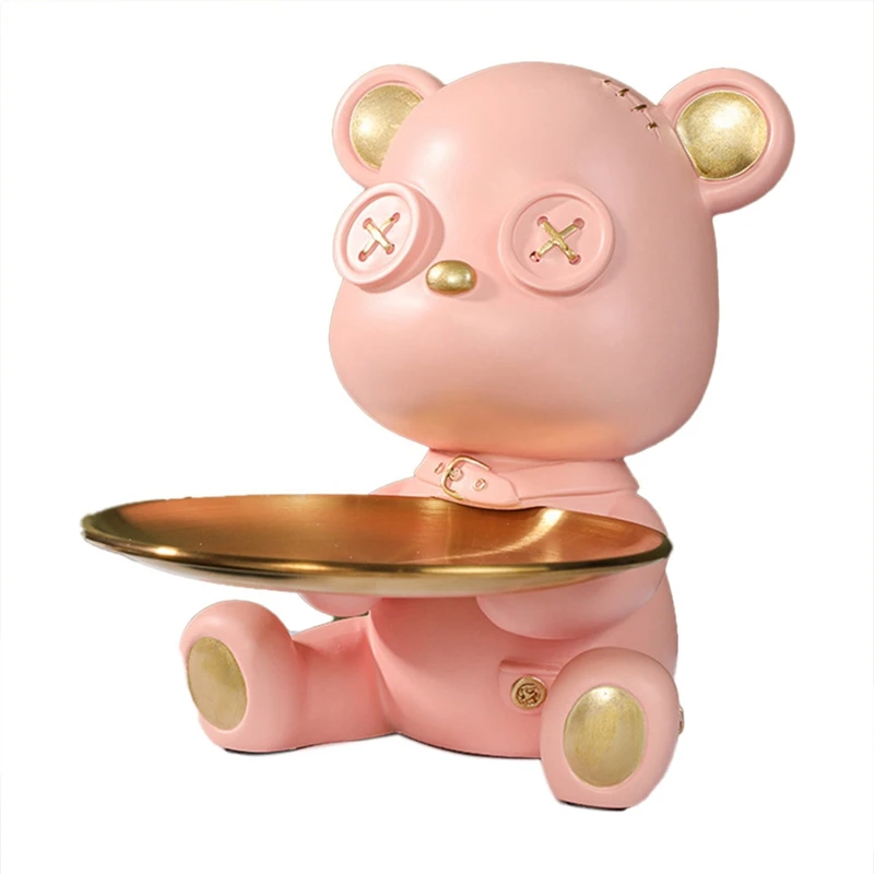 

Nordic Bear Tray Decoration Porch Key Storage Decoration Living Room TV Series Home Decoration Resin Crafts Decoration