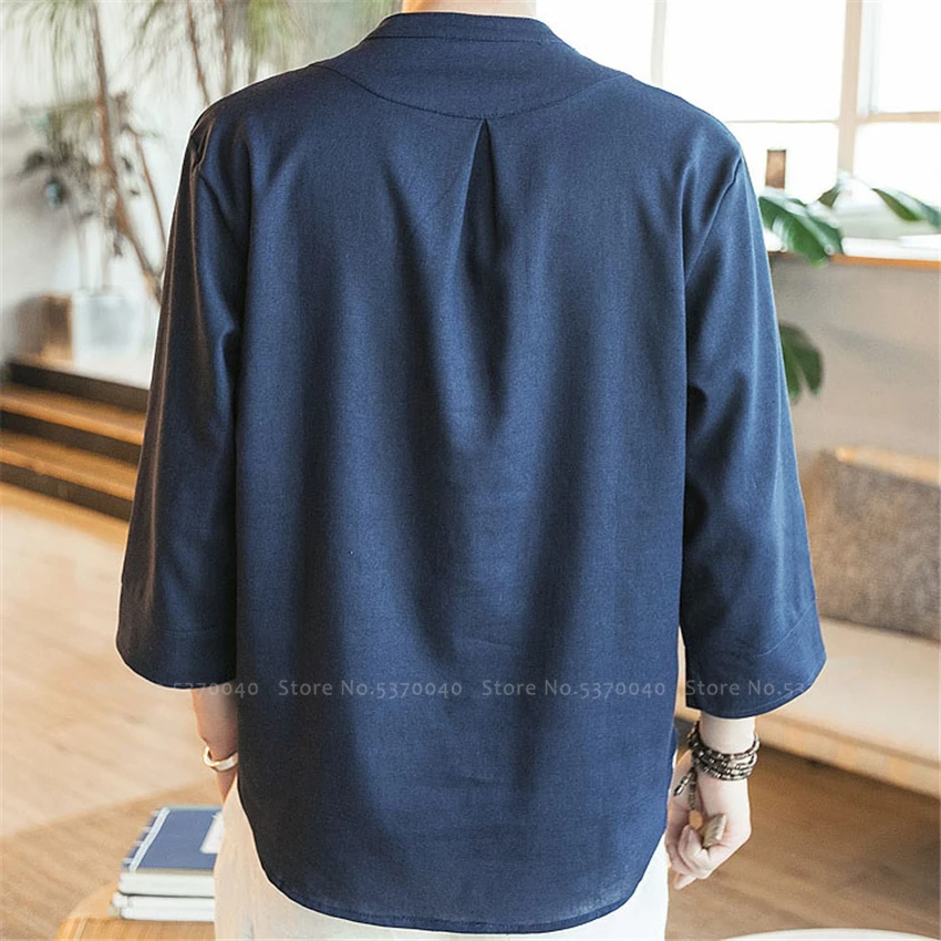 Мужская Оригинальная китайская одежда футболки ханьфу блузка кунг-фу чонсам