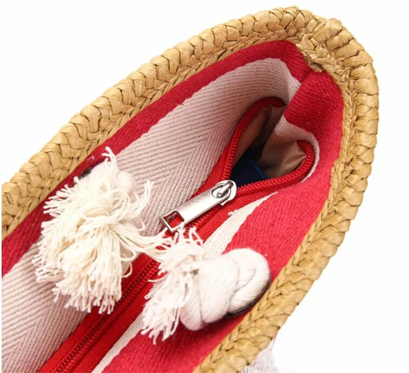 2023 Patchwork Beach Bag High Quality Striped Straw Bags Women Summer Canvas Handbag Larger Holiday Travel Palm Basket