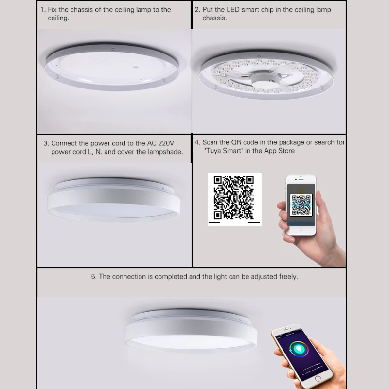 $28.81 WIFI Smart LED Ceiling Light 36W Voice Control Dimmable RGB Bluetooth Indoor Alexa Google Modern Lamp Tuya Intelligent Lamps