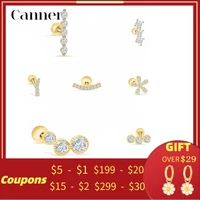 canner 1pcs 925 sterling silver stud earrings helix daisy cubic cz piercing earrings for women fine jewelry diy making aretes w4