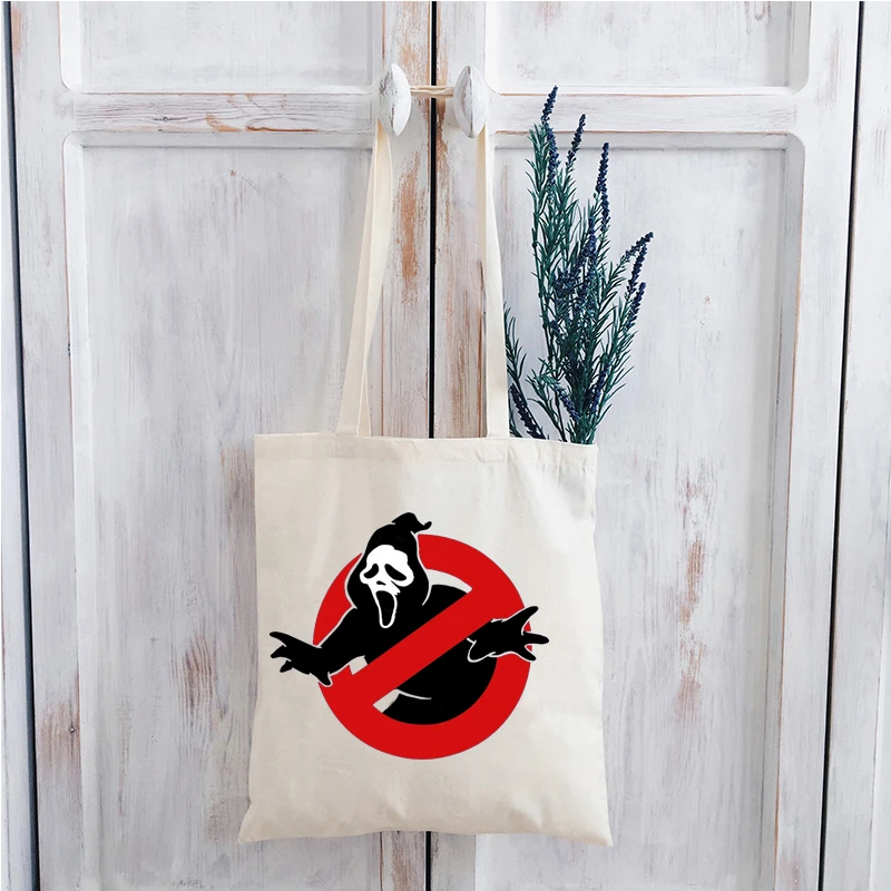 

Сумка-тоут женская парусиновая с принтом «ужасы»