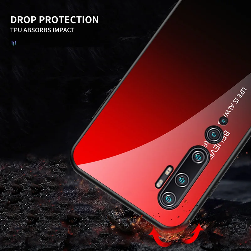 For xiaomi mi cc9 pro Case Shockproof Back Cover Gradient Tempered Glass for Xiaomi Mi Note 10 Global Pro case |