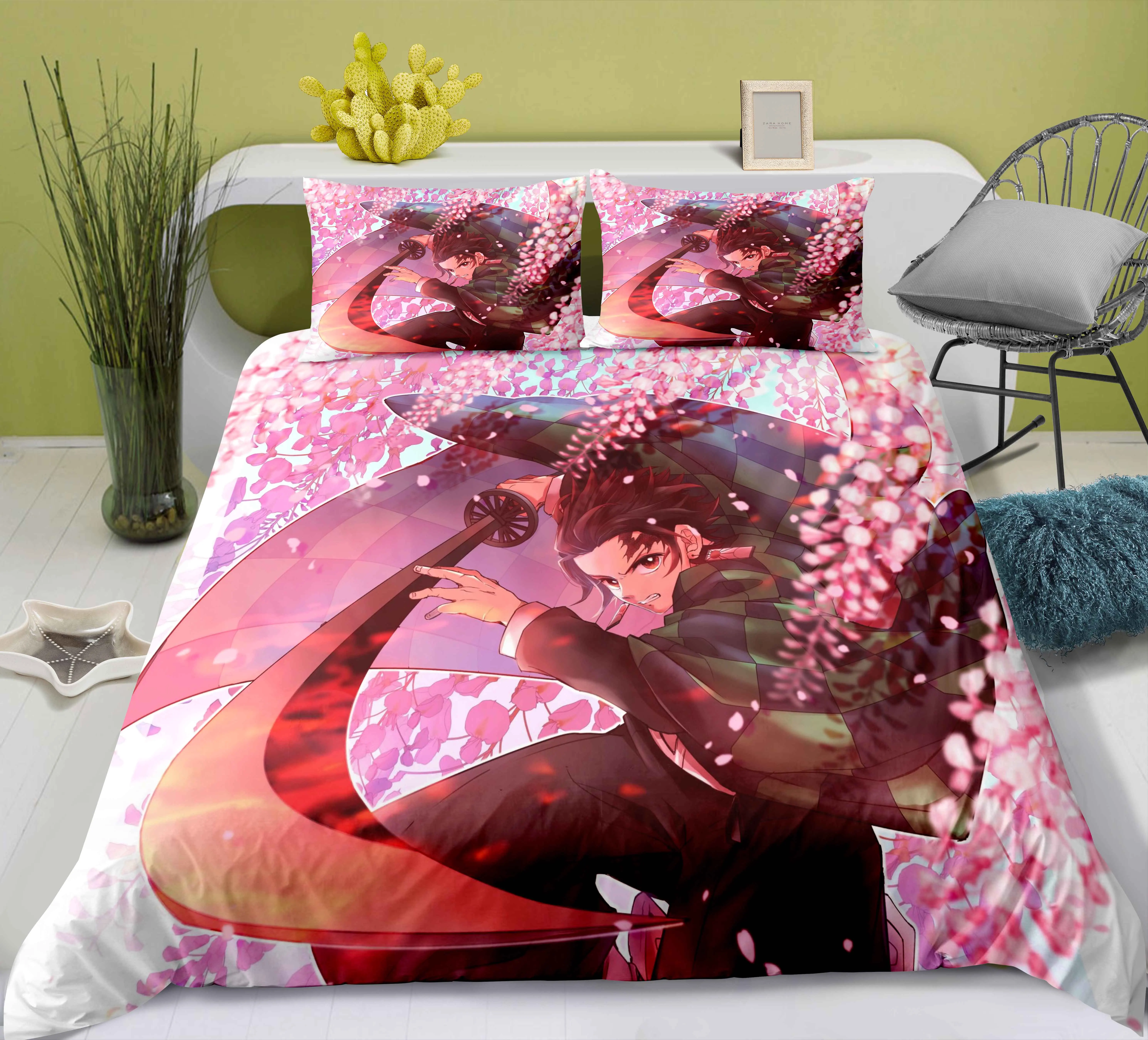 Дьявола лезвие аниме домашний текстиль Подушка Чехол Стёганое одеяло демон