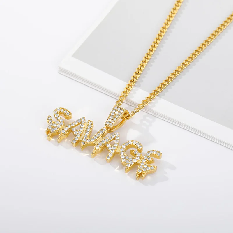 

Hip Hop SAVAGE Pendant Necklaces For Women Men Punk Stainless Steel Gold Chain Letter Necklace Party Jewelry Bff New Year Gifts