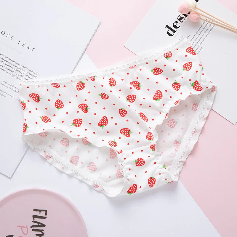 1 шт. милые трусики с клубникой в виде когтей кошки женское нижнее белье женские