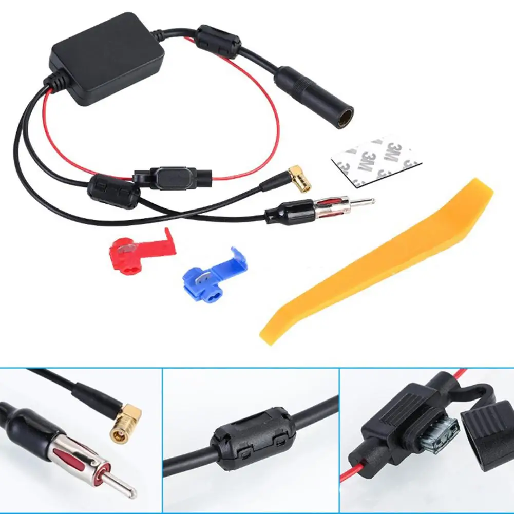 

3-in-1 Car Radio FM AM DAB Antenna Signal Amplifier Radio Amplifier Antenna Signal Booster 88-108MHz 170-240MHz ANT-208PLUS