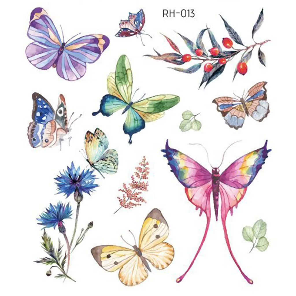 Водостойкая Временная тату-наклейка 3D тату-бабочка цветная вспышка модная