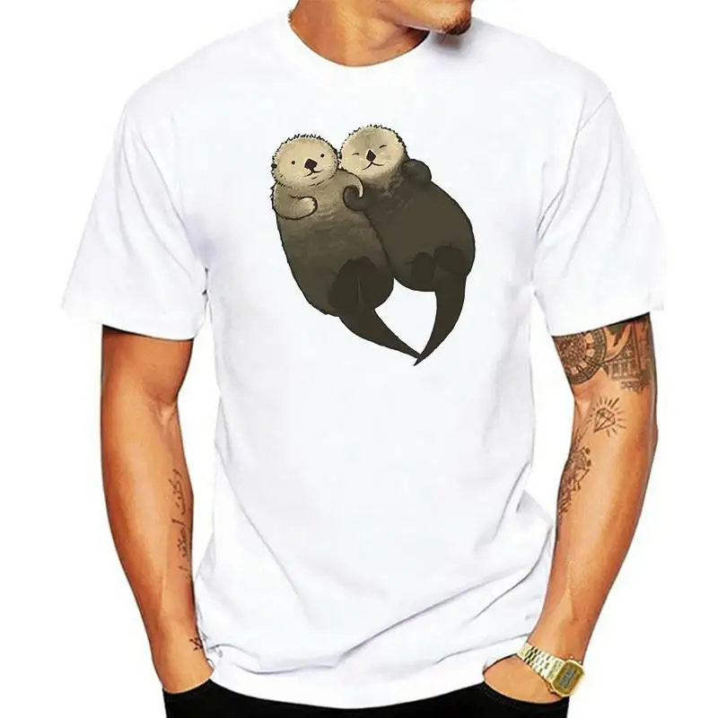 

Printed Men T Shirt Cotton tshirts O-Neck Short-Sleeve Significant Otters - Otters Holding Hands Women T-Shirt