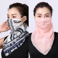 women chiffon face scarf silk neck kerchief headband foulard lady fashion floral print proof face scarves wrap bandana shawls