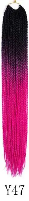 Qphair Ombre Сенегальские вьющиеся волосы крючком косы 24 дюйма 30 корней/упаковка синтетические плетеные волосы для женщин черные кроличьи волосы - Цвет: y47