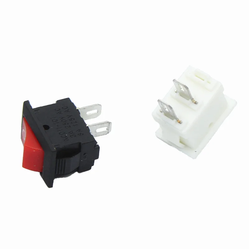 10Pcs Push Button Switch 10x15mm SPST 2Pin 3A 250V KCD11 Snap-in On/Off Boat Rocker 10MM*15MM Black Red and White | Обустройство дома